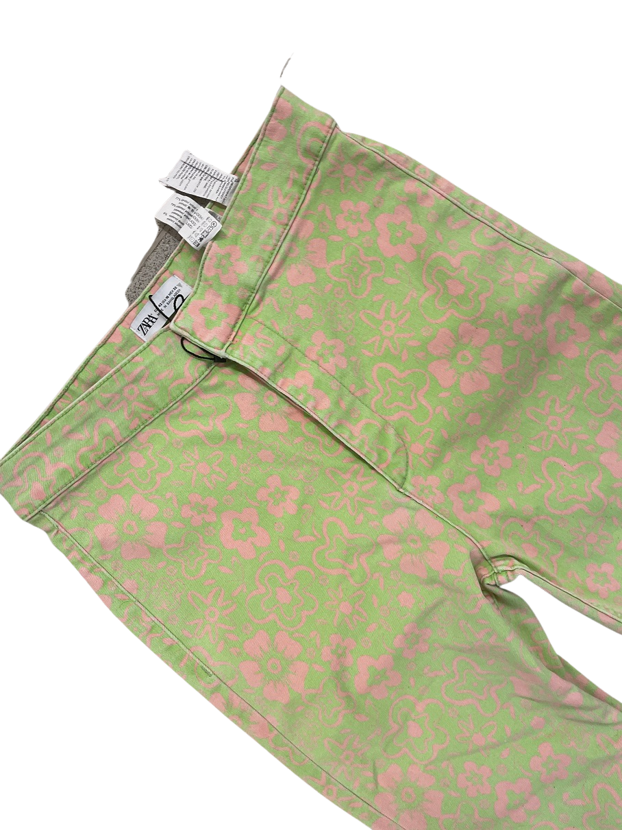 Vintage green and pink zara bootcut trouser