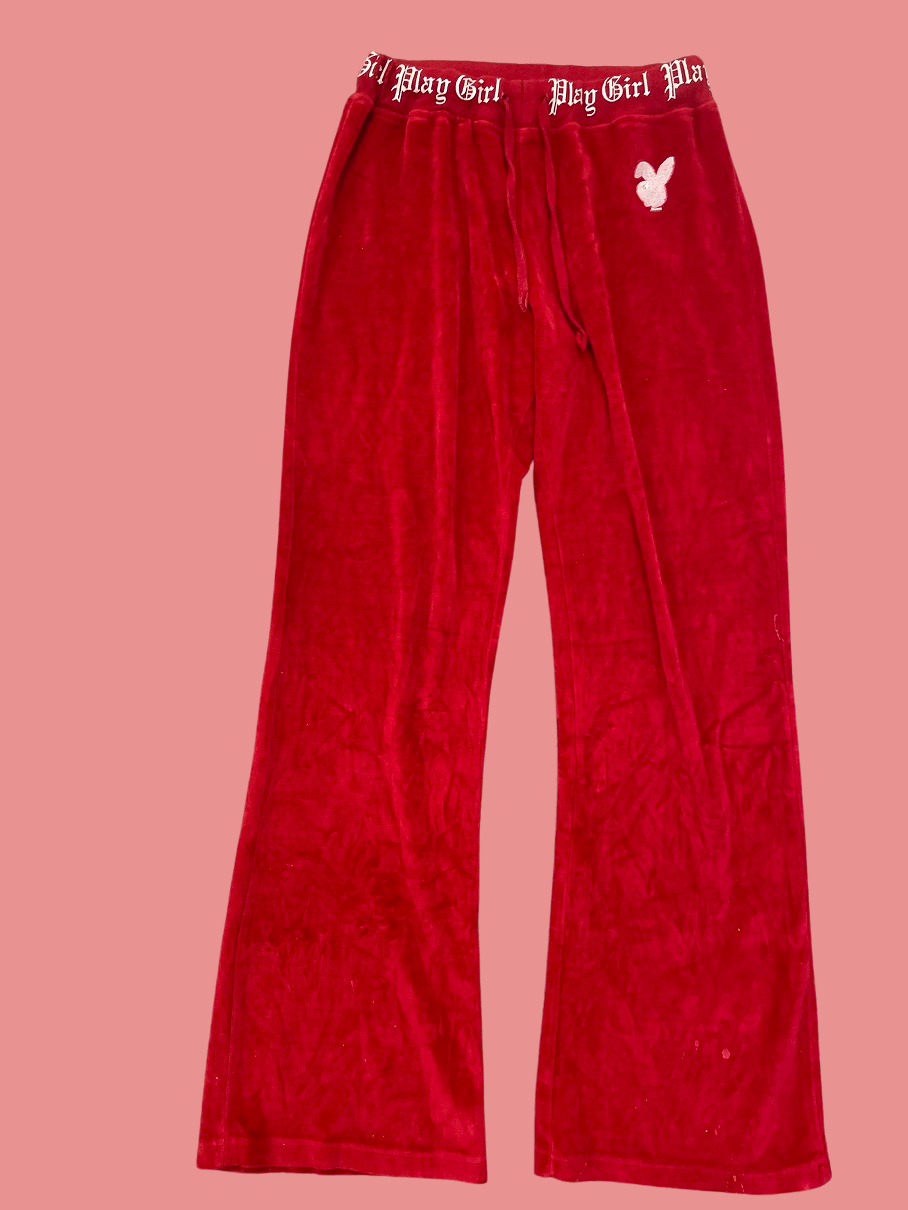 Rubynee Vintage red play girl women's joggers pant