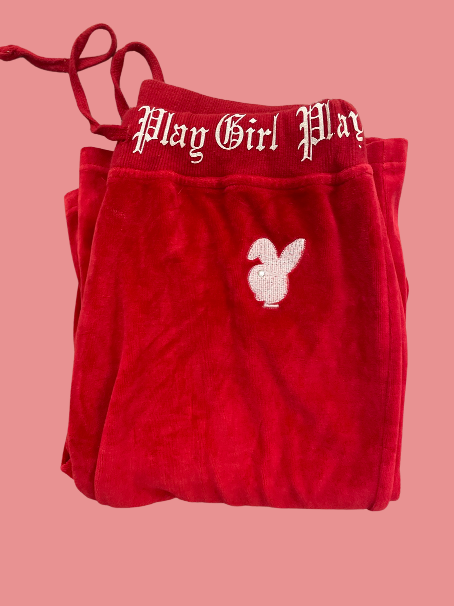 Rubynee Vintage red play girl women's joggers pant