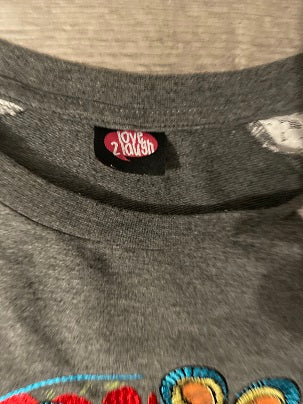 Rubynee Vintage y2k top in grey and white with skull symbol