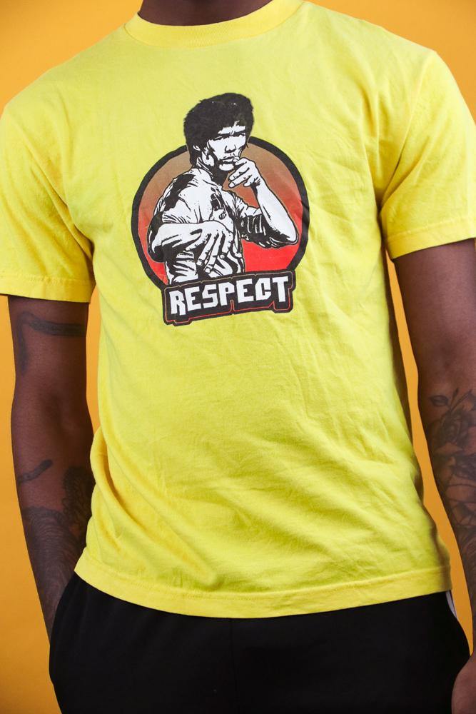 VINTAGE YELLOW BRUC LEE T SHIRT - weighnpayclothingstore