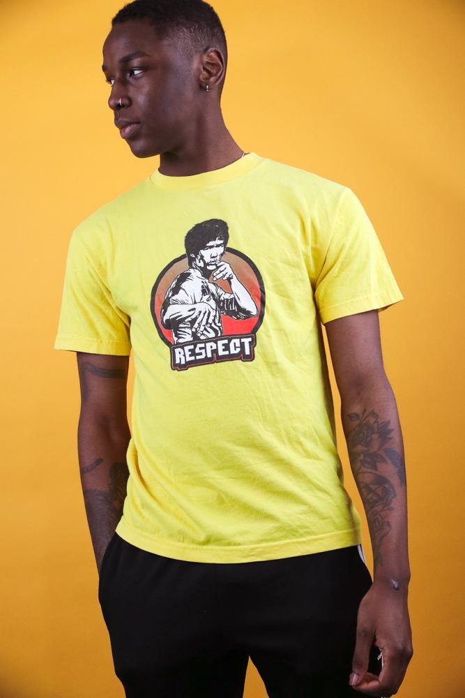 VINTAGE YELLOW BRUC LEE T SHIRT - weighnpayclothingstore
