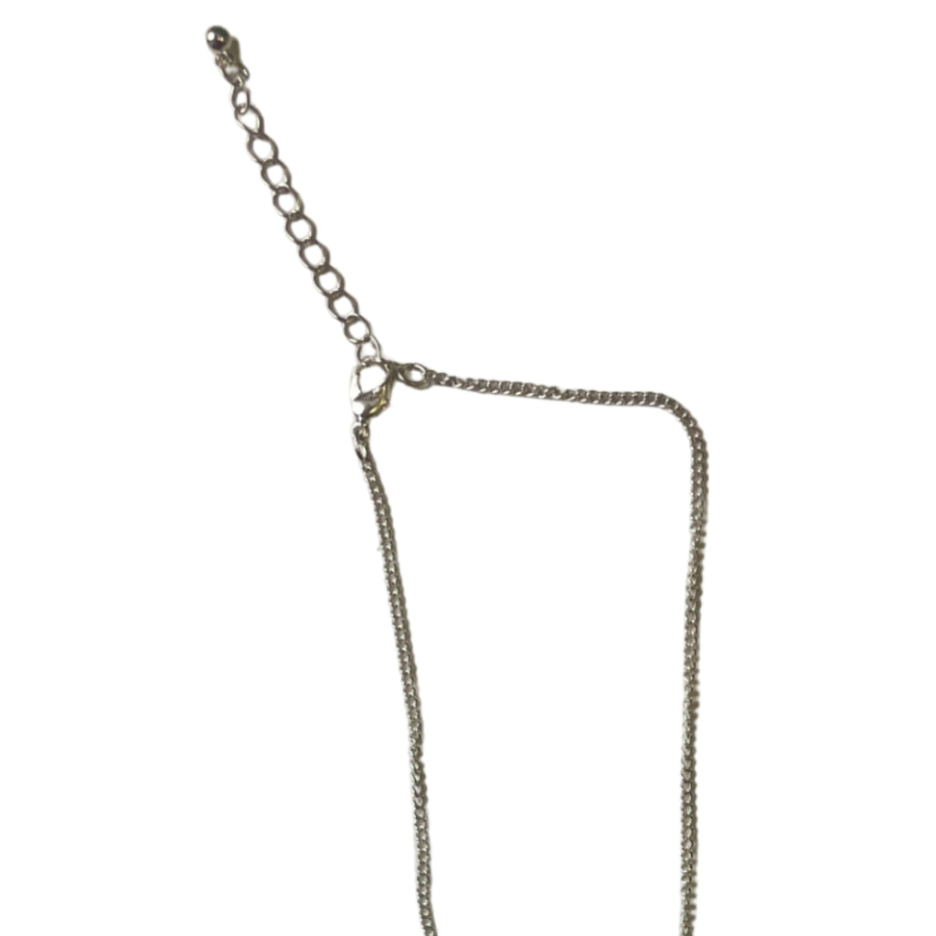 GOAH Silver plated tiny necklace with black pendant