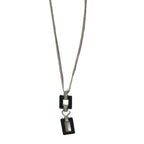 GOAH Silver plated tiny necklace with black pendant