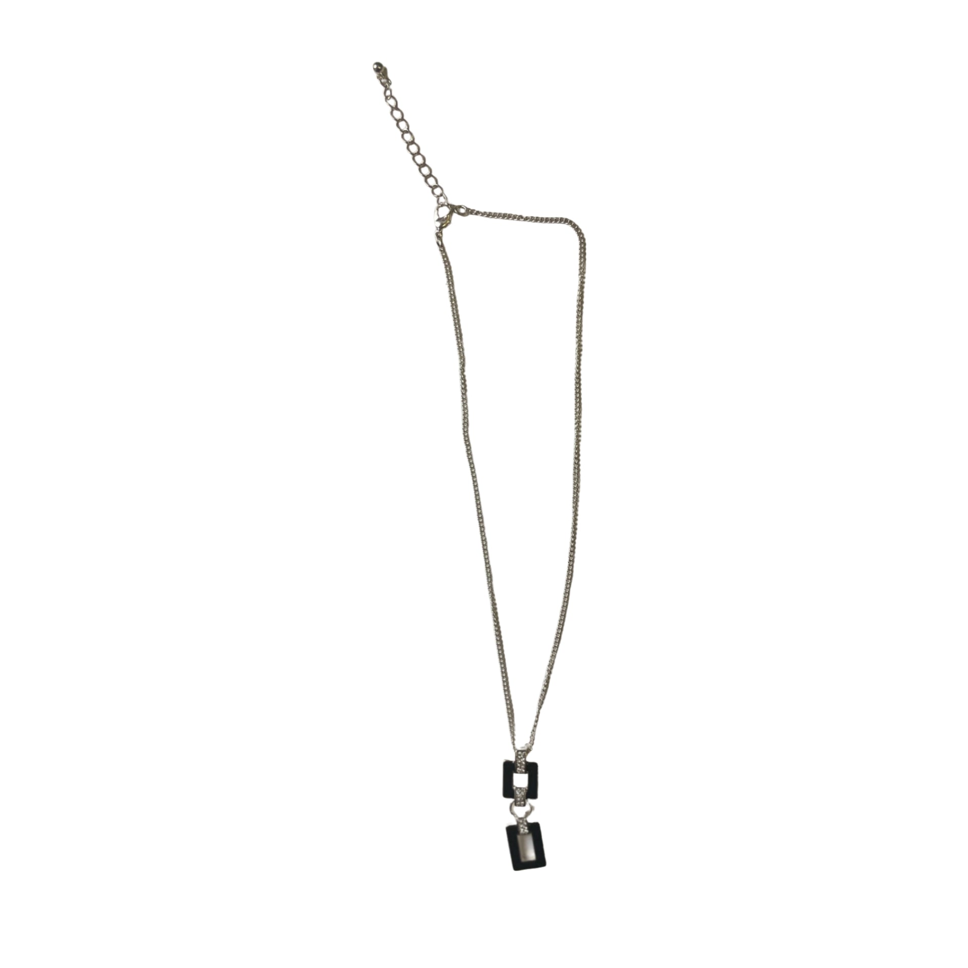 GOAH Silver plated tiny necklace with black pendant
