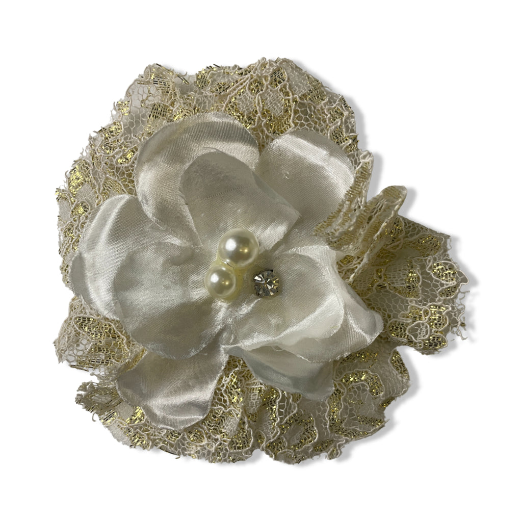 GOHA Flowery cream hair clip with net